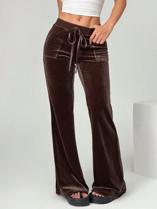 2026 Autumn And Winter European And American Women's Micro Flared Pants For Commuting, Slimming And Casual Flared Pants, Velvet Hanging Pants