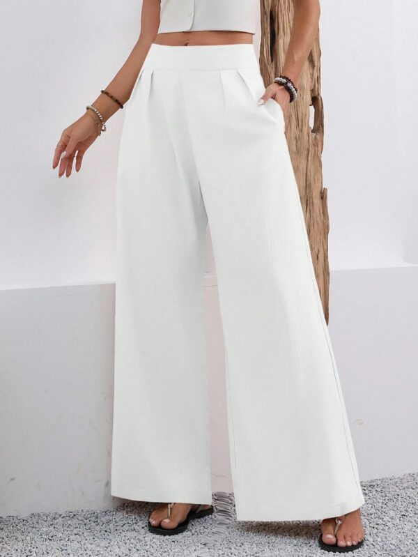 2025 European And American Cross-Border Amazon Autumn Women's New Pocket High-Waisted Fashion Versatile Wide-Leg Pants Long Pants Commuting