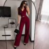 Bow-tie Lace-up Vest Top High-waisted Wide-leg Trousers