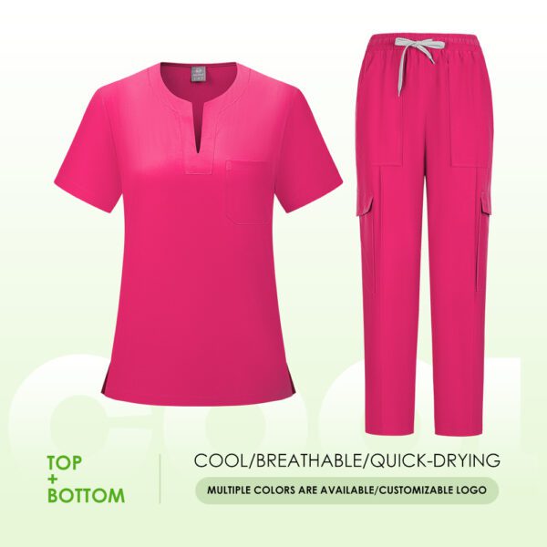 4fc42a2b-1be9-4aa5-9dfa-23aee203dccf.jpg V-neck Two-piece Medical Work Uniform