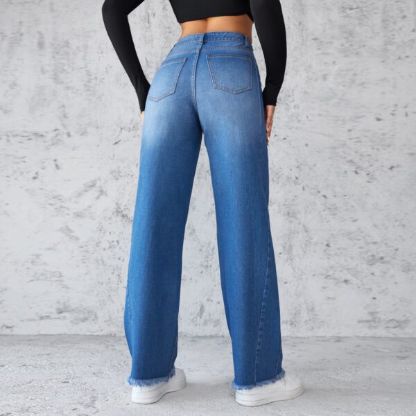 4fde1c23-c650-4d8e-9e53-377f143f893e.jpg Fashion Straight Wide-leg Jeans Casual High-waist Non-elastic Womens Clothing