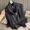 50de746c-ede7-49e7-8150-b13da43cdd50.jpg Korean-style Springautumn New Solid-color Summer Sun-protection Beach Scarf Womens Silk Scarf