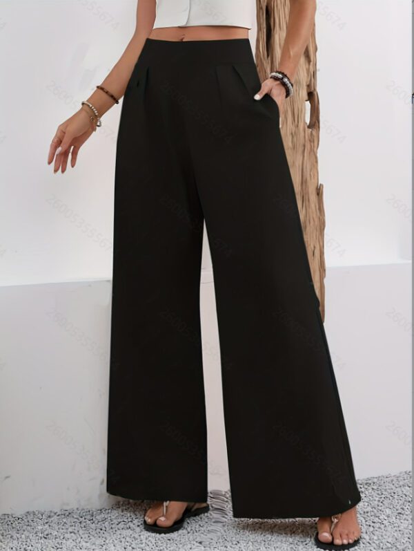 2025 European And American Cross-Border Amazon Autumn Women's New Pocket High-Waisted Fashion Versatile Wide-Leg Pants Long Pants Commuting