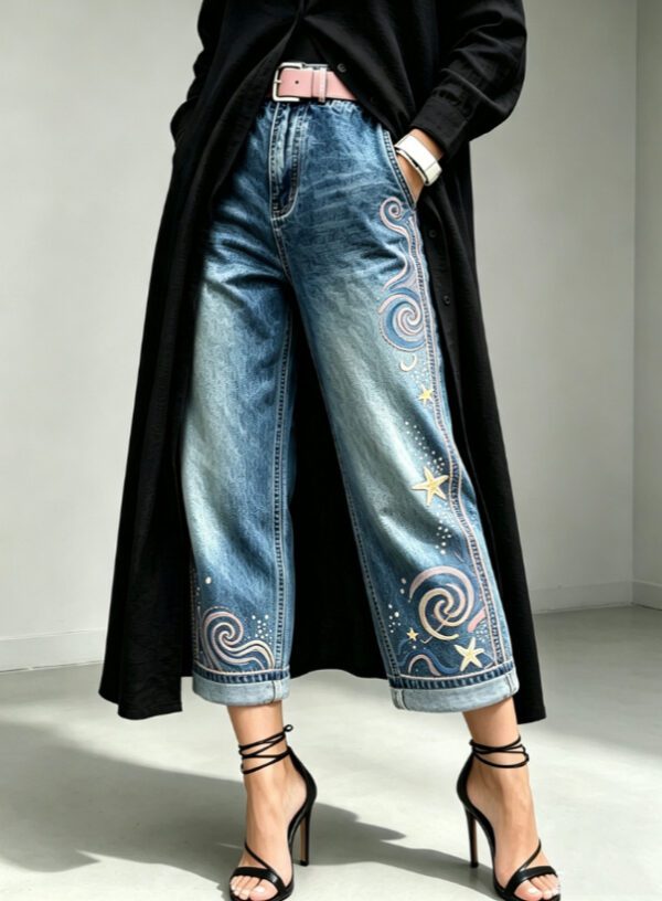 5374ad67-7666-4f41-9c9e-4f3b876a46ac.jpg Mid-rise Wide-leg Denim Capri Pants