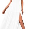 New Summer Fashion Women's One-shoulder Pleated Layered Hem Split Dress