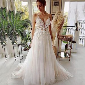 561da6b7-15bf-41a8-baf1-03fd88863d2b.jpg Women's Wedding Dress Lace Strap Backless
