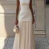 2026 European And American Women's New Solid Color Sleeveless Knitted Tank Top Knitted Skirt Set Two Piece Set