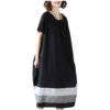 57f201e7-c830-4134-8acf-07c464d96f48.jpg Cotton And Linen Short Sleeve Dress Large Size Women's Mid Length