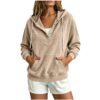 2026 Autumn New Style European Women's Dressy Corduroy Hooded Sweatshirt With Half-Closed Button And Drawstring Loose Top For Women