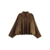 Amazon European And American Women's Clothing 2025 Spring And Autumn Suede Texture Lapel Zipper Button Pilot Jacket