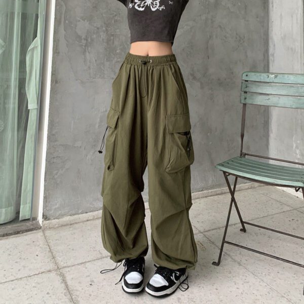 American-style Vintage Work Pants For Men And Women, Summer Versatile Straight-leg, Drapey, Cuffed, Loose Wide-leg Casual Pants-army Green