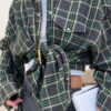 Amazon Ozon Cross-Border Women's Shirt Retro Style Loose 2025 Spring Autumn Winter Plaid Long-Sleeve Pocket Shirt Versatile