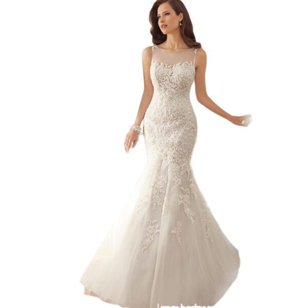 593421151360.jpg Fishtail Slim Wrapped Sexy Wedding Dress
