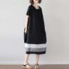 598d7f1b-910e-40ec-85de-2bdf8f7130ce.jpg Cotton And Linen Short Sleeve Dress Large Size Women's Mid Length