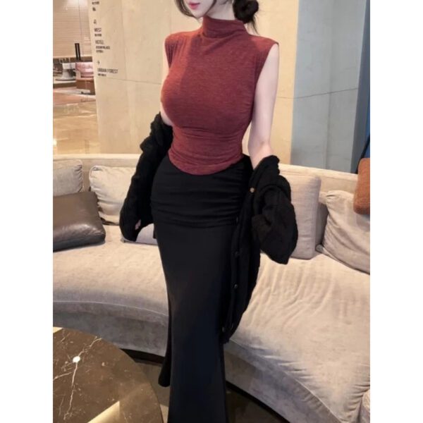 59e9c285-99d7-4424-8420-10e9994a2b06.jpg Double-layered Pleated Long Mermaid Skirt