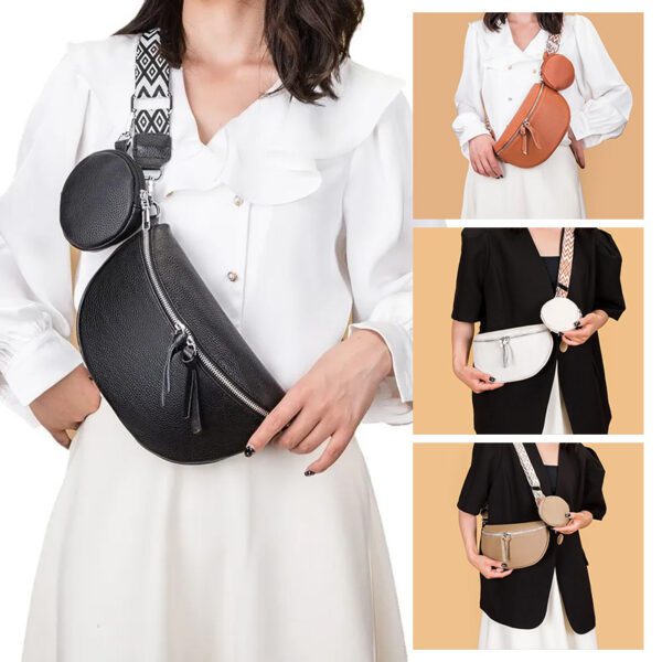 5a094e84-f1fd-4f4f-a265-c0462299f8e5.jpg Leather Fashion Crossbody Bag Elegant Solid Colour Genuine Leather Fanny Packs For Women Stylish Belt Bag Female Waist Pack Ladies Crossbody Chest Bag