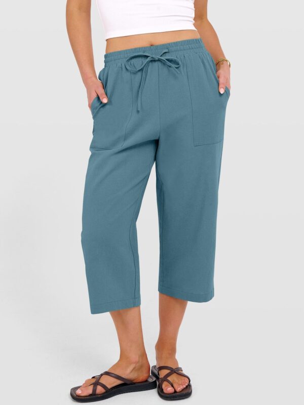 Wish Spring And Autumn European And American Women's Fashion Solid Color Cotton Linen Loose Drawstring Wide-Leg Casual Pants For Women