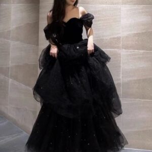 5bf2451d-97cf-4f27-85da-b1525c1819eb.jpg Black Evening Dress Light Luxury Minority French Style Pettiskirt