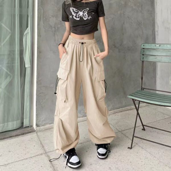 American Vintage Work Pants For Men And Women, Summer Versatile Straight-leg, Relaxed Wide-leg Casual Pants With A Drapey Fit And Cuffed Ankles-Apricot