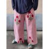 Color-Block Plant-Print Pajama Pants For Women