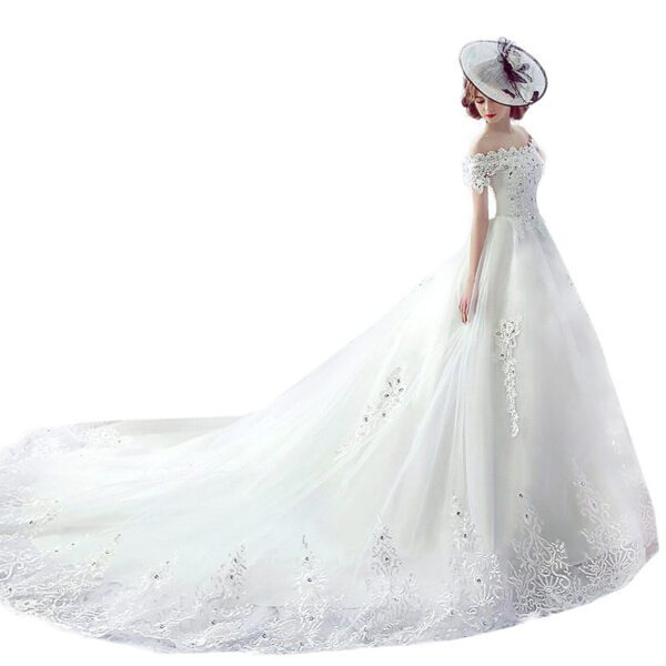 5eabce93-d9fa-4483-b0f0-07210a194a46.jpg Wedding Dress Bride One-shoulder Trailing French Veil Hepburn Female