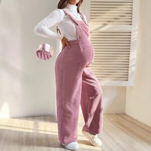 Elastic-waist Relaxed-fit Corduroy Overalls