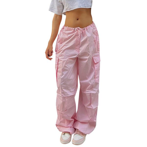 60b591d2-d1bc-4db2-b9bb-a83ca9920859.jpg Casual Cargo Pants For Women Solid Color Drawstring Pocket Design Fashion Street Trousers Girls