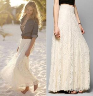 62948875626.jpg New European and American Style Women Pleated Solid Mesh Lace Layered Gypsy Boho Summer Long Maxi Skirt Girl Beach Clothing