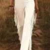 European And American Cross-border Independent Station Amazon Explosions Women's Retro Tassel Faux Suede Micro Horn Casual Pants
