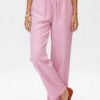 Casual Fashion Striped Straight-leg Pants Elastic High-waisted Trousers