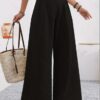 2025 European And American Cross-Border Amazon Autumn Women's New Pocket High-Waisted Fashion Versatile Wide-Leg Pants Long Pants Commuting