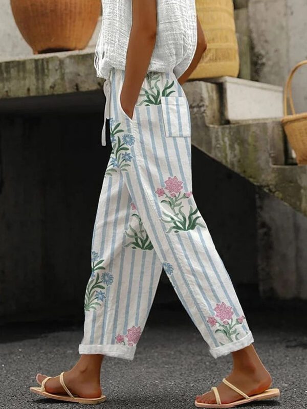 2026  New Women's Clothing Regular Drawstring Flap Pocket Pants Casual Pants Multi-Color Digital Printing Women's Pants