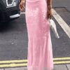 Womens Sequined Figure-flattering Fishtail Sheath Skirt
