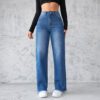 66c39cd3-5364-4cc5-9d8a-786c5cfd213b.jpg Fashion Straight Wide-leg Jeans Casual High-waist Non-elastic Womens Clothing