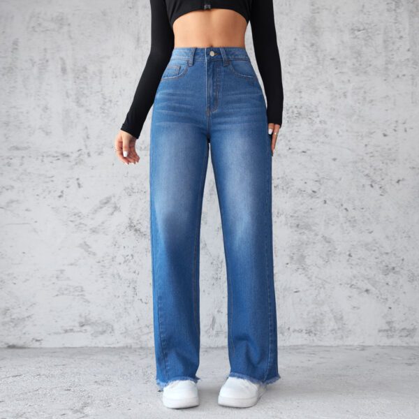66c39cd3-5364-4cc5-9d8a-786c5cfd213b.jpg Fashion Straight Wide-leg Jeans Casual High-waist Non-elastic Womens Clothing
