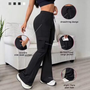 6733d54c-5c32-4c17-b968-fd9f9366cde5.jpg Cross-Border Exclusive Supply Of European And American Style High-Waisted Drawstring Flared Cargo Pants For Women, Loose Wide-Leg Multi-Pocket Casual Long Pants