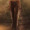 European And American Cross-border Independent Station Amazon Explosions Women's Retro Tassel Faux Suede Micro Horn Casual Pants