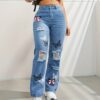 69878cb0-e66d-4028-860c-93b4c361d8d2.jpg High Waisted Straight Leg Jeans For Women Trendy Butterfly Print Ripped Distressed Denim Pants
