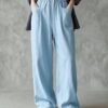 European And American Cross-Border Amazon Independent Site New Women's Solid Color Wide-Leg High-Waisted Loose Drawstring Casual Pants