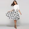6ab60271-048f-4811-a332-6a1eb49ab5ec.jpg Large Polka Dot Round Slim Fit Mid-Length Skirt With Large Hem