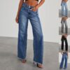 6c69da1e-a131-4dab-9880-4f3aa6a95436.jpg Fashion High Waist Jeans With Pockets Comfortable Slim Fit Straight Wide-leg Pants Womens Clothing