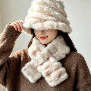 6d61756b-ab2f-4646-93bc-88f5789d0196.jpg Winter Warm Hat And Scarf Set - Fashionable And Versatile Plush Scarf Outdoor Cold Protection Hat And Scarf Two-piece Set