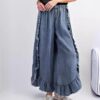 6d6b1196-a656-480f-b7fb-e0b030eeb2d0_water.jpeg Womens Washed Cotton Denim Flared Pants With Ruffled Hem