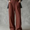 European And American Cross-Border Amazon Independent Site New Women's Solid Color Wide-Leg High-Waisted Loose Drawstring Casual Pants