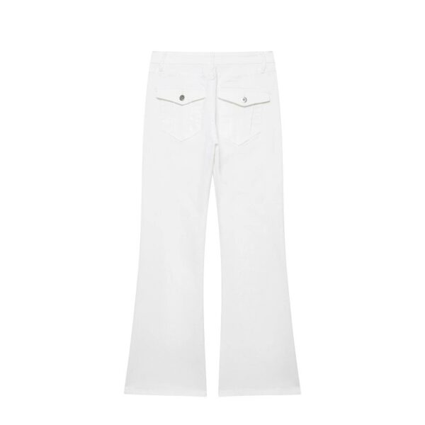 Womens Retro Loose-fit Mid-rise Turn-up-waist Denim Pants