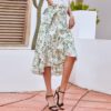 6f66e95f-ccf7-4146-b496-ee85a1c10fd0.jpg Woman Skirts High Waist Fashion Long Black Knotted Tied Wrap Floral Ruffle Chiffon A-Line Split Skirt Spring Summer Clothes