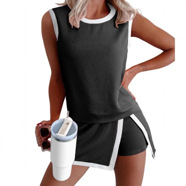 2026 European And American Cross-Border Women's Clothing, New Summer Fashion Casual Set, Striped Short-Sleeve T-Shirt And Three-Quarter Pants Two-Piece Set