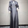 Women's Two-piece Hot Drilling Bright Silk Fashion Satin Robe Abaya
