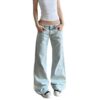 Womens Jeans Non-slim Fit Straight-leg Flared Wide-leg