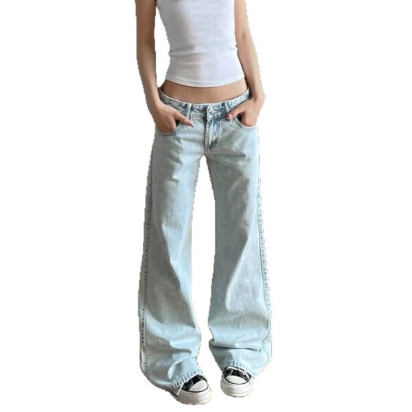 Womens Jeans Non-slim Fit Straight-leg Flared Wide-leg